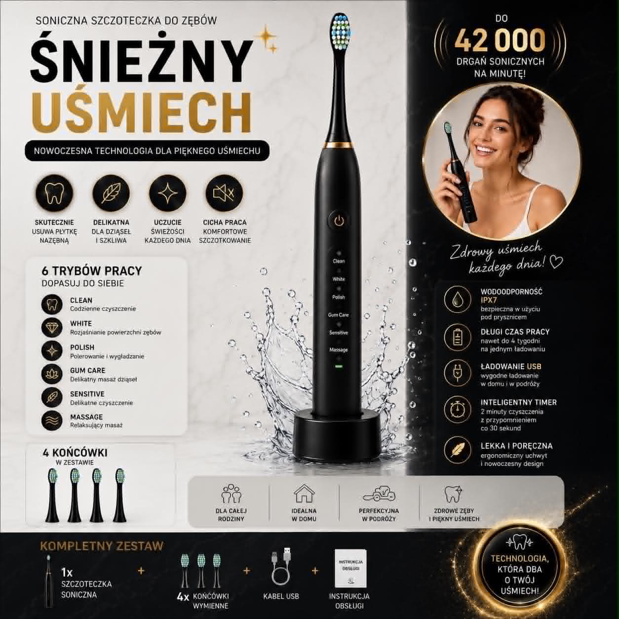 😁Śnieżny Uśmiech- Soniczna Szczoteczka Elektyczna😁
