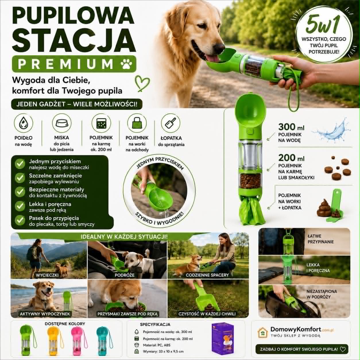🐶Pupilowa Stacja Premium 2w1-dozownik wody i karmy dla psa