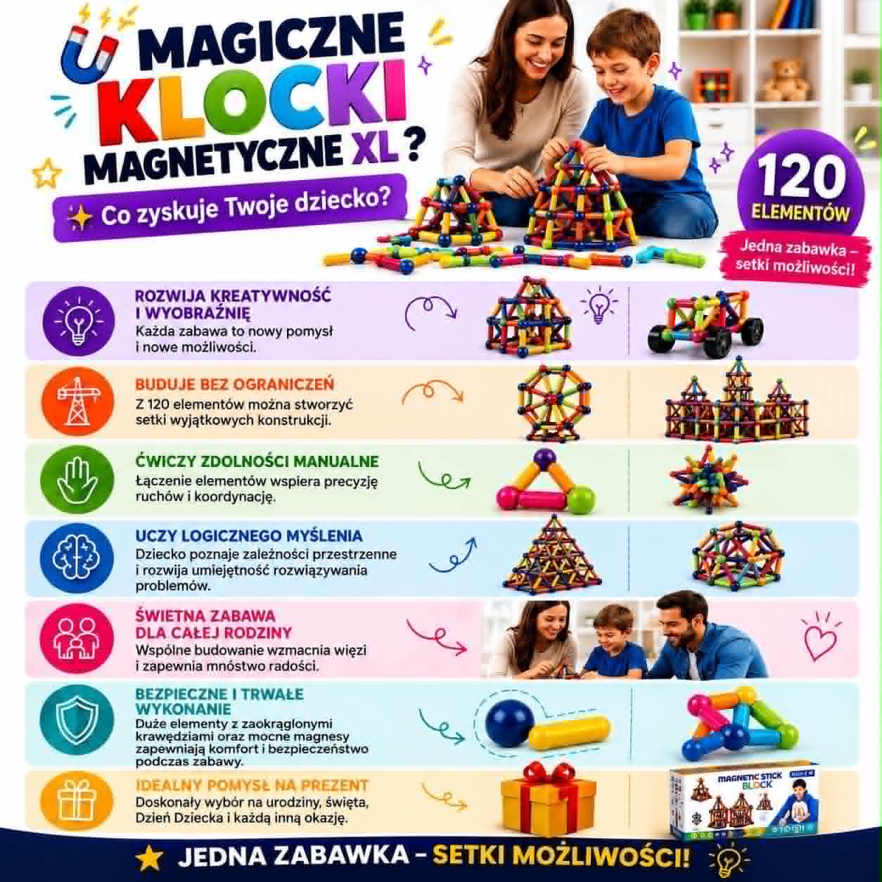 🧲Magiczne Klocki Magnetyczne XL🧲