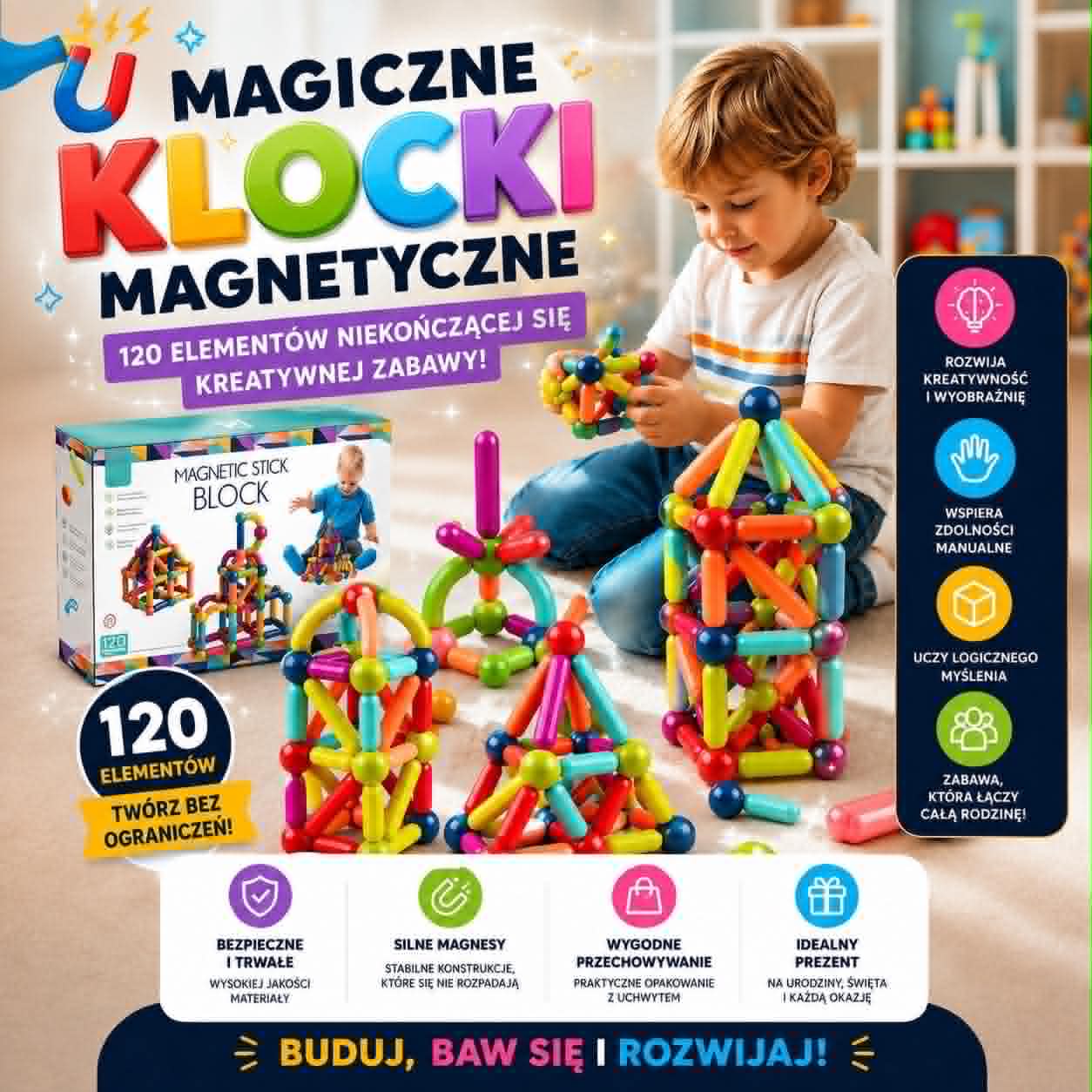 🧲Magiczne Klocki Magnetyczne XL🧲