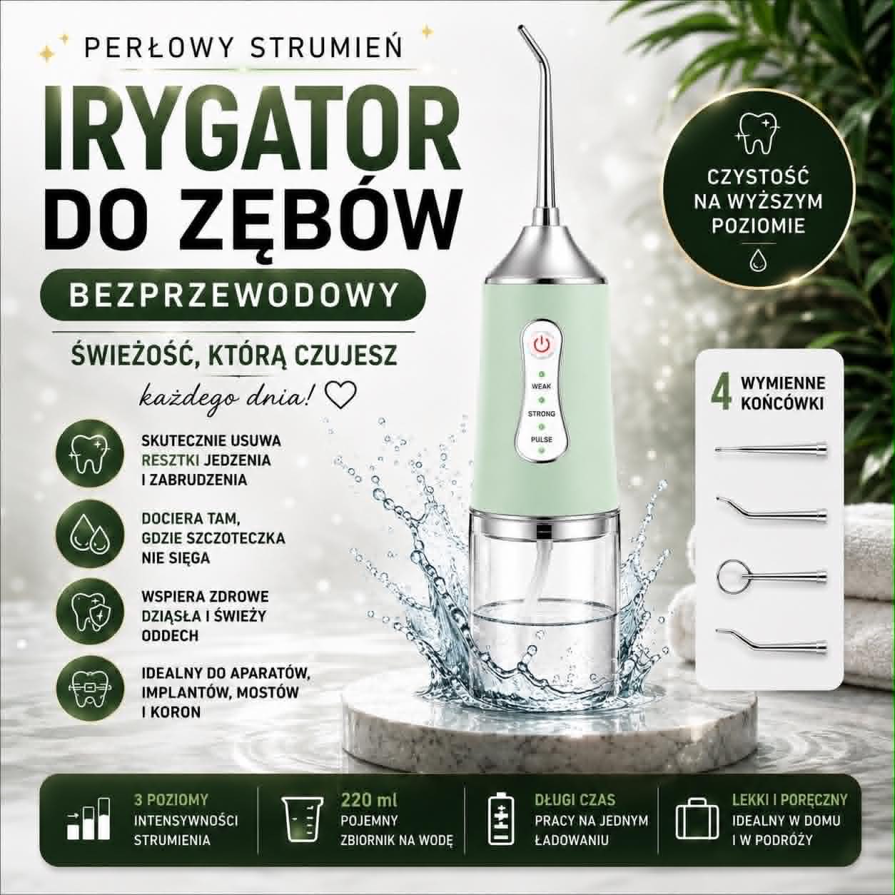 🌊Perłowy Strumień-Bezdotykowy Irygator do Zębów 🌊