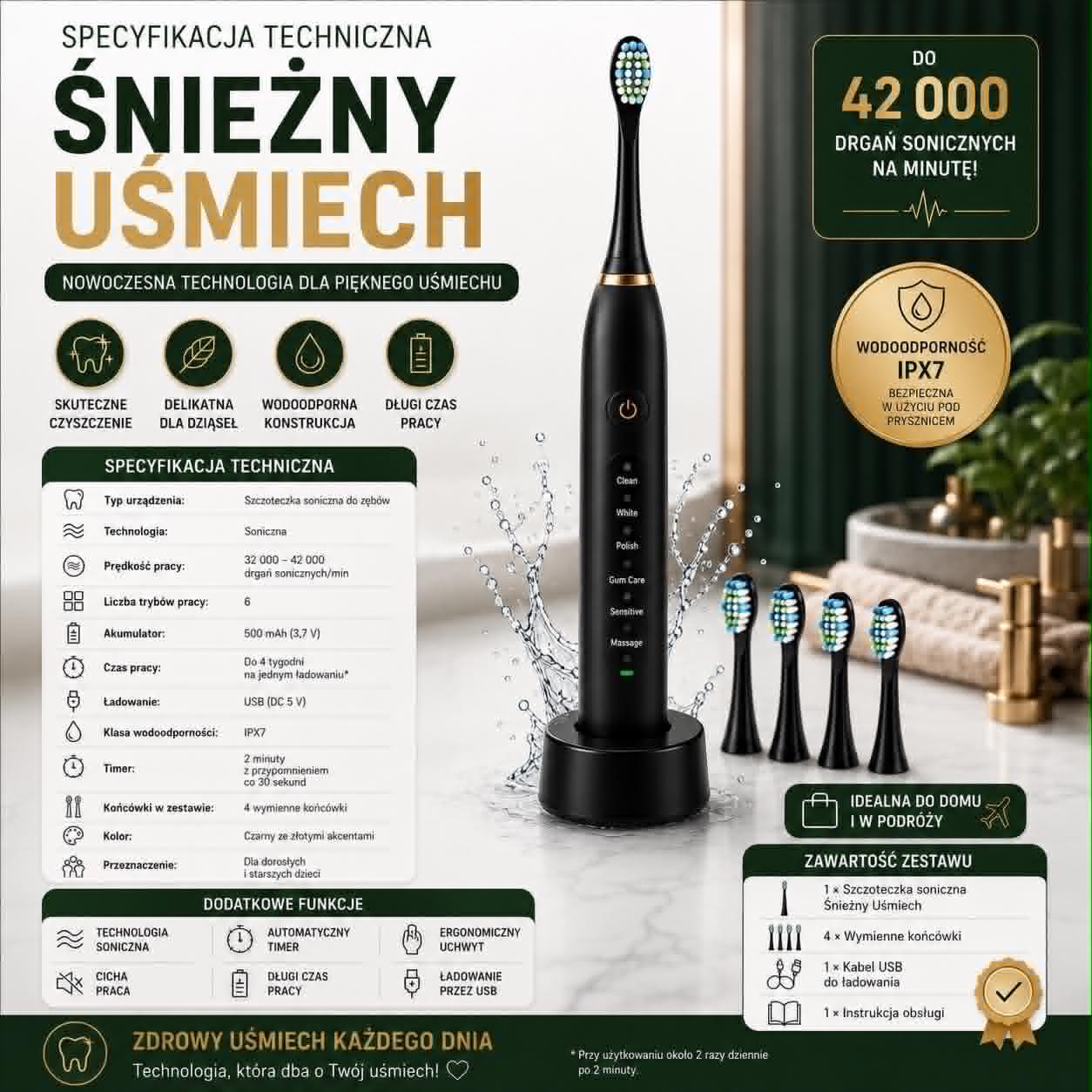 😁Śnieżny Uśmiech- Soniczna Szczoteczka Elektyczna😁