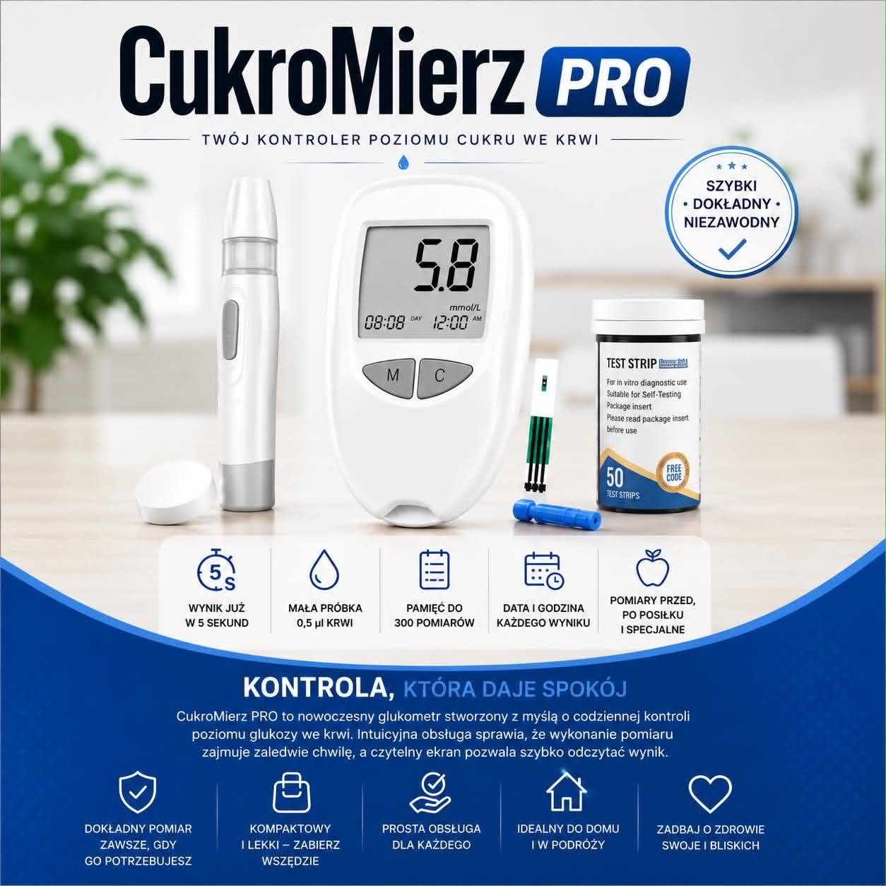 🩸CukroMierz PRO – Szybki pomiar poziomu glukozy🩸