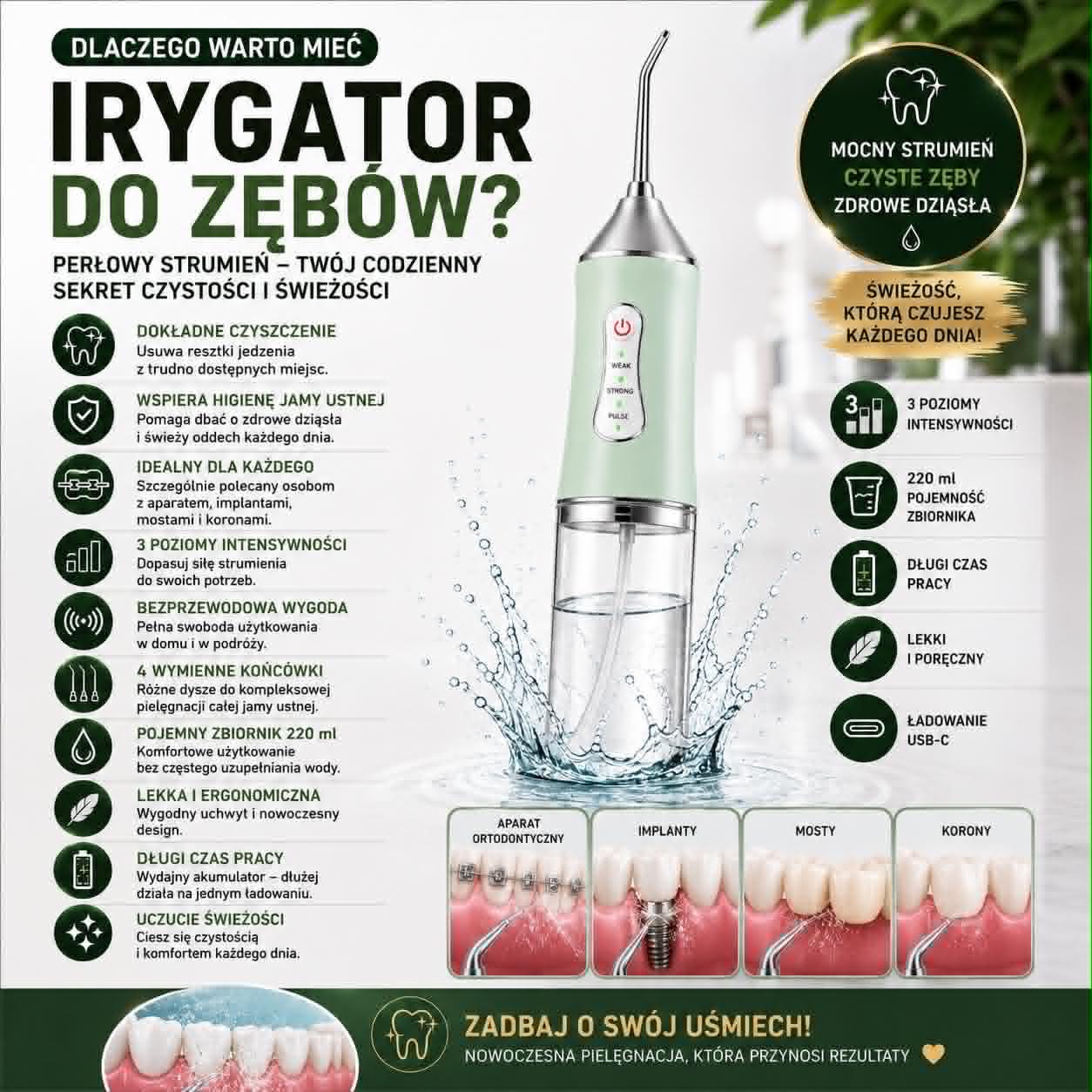 🌊Perłowy Strumień-Bezdotykowy Irygator do Zębów 🌊