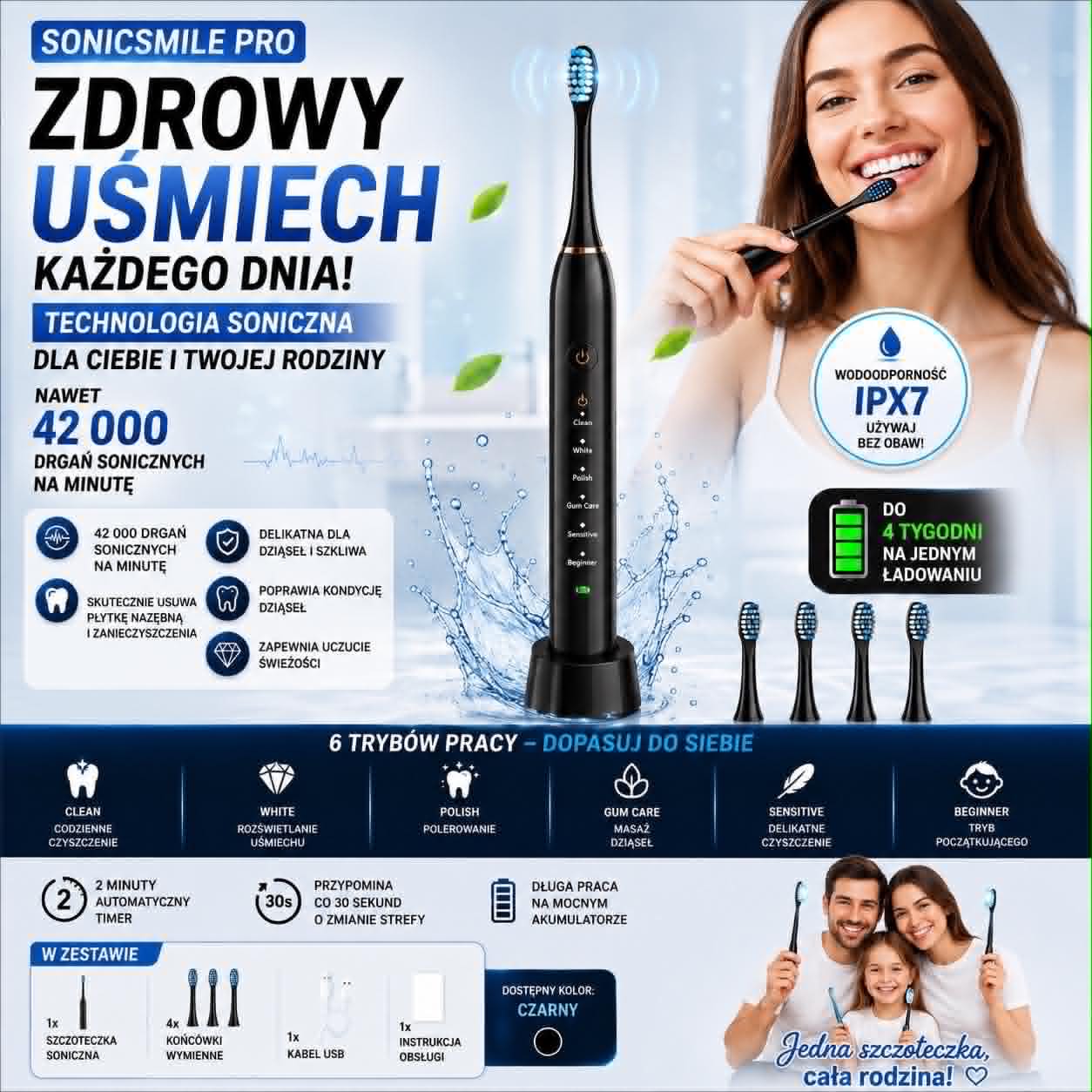 😁Śnieżny Uśmiech- Soniczna Szczoteczka Elektyczna😁