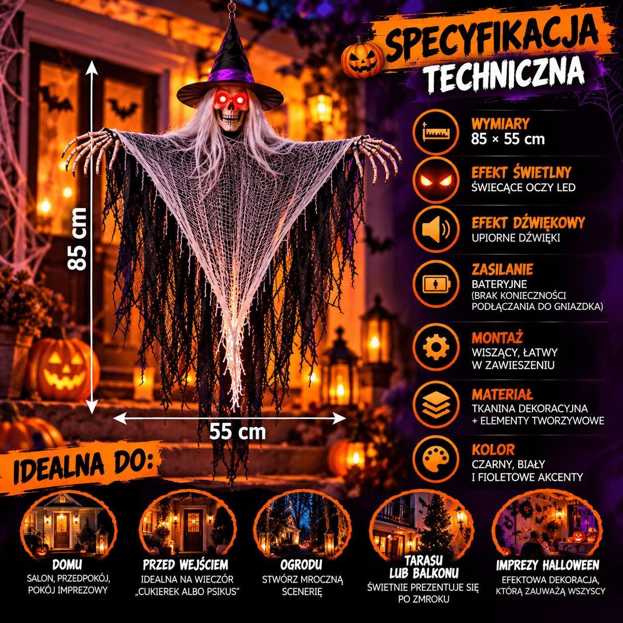 SPECYFIKACJA TECHNICZNA – MROCZNA CZAROWNICA HALLOWEEN